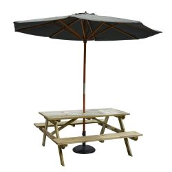 Rowlinson Willington Wooden Parasol Grey 2.7m with Base 15kg