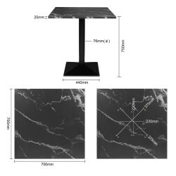 Bolero Complete Table Square Black Stone Effect 700mm