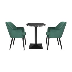 Bolero Complete Table Round Black Stone Effect 600mm