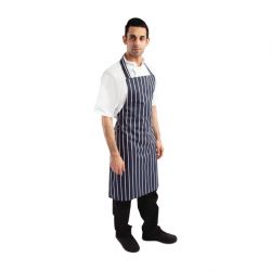 Whites Butchers Stripe Bib Apron Blue/White