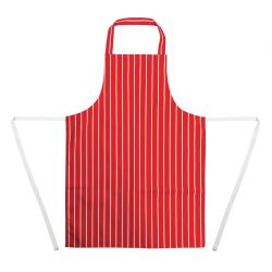 Whites Butchers Stripe Bib Apron Red/White
