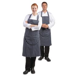 Whites Bib Apron Blue/White Butchers Stripe XL