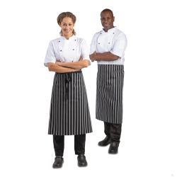 Whites Bistro Apron Black/White Butchers Stripe