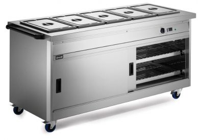 Lincat P8B5 Mobile Hot Cupboard With Bain Marie Top (Standard) 1855mm Wide x 850mm Deep x 912mm High