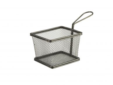 Black Serving Fry Basket Rectangular 12.5 x 10 x 8.5cm - Pack of 6