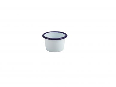 Enamel Ramekin White with Blue Rim 7cm Dia 90ml/3.2oz - Pack of 12