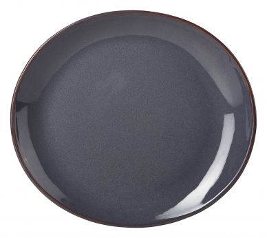 Terra Stoneware Rustic Blue Oval Plate 29.5 x 26cm - Pack of 6