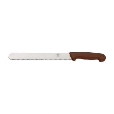 Brown Handle Serrated Slicer Knife 25cm (10in)