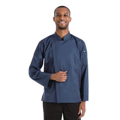 Chef Works Hartford Lightweight Zipper Unisex Chef Jacket Blue