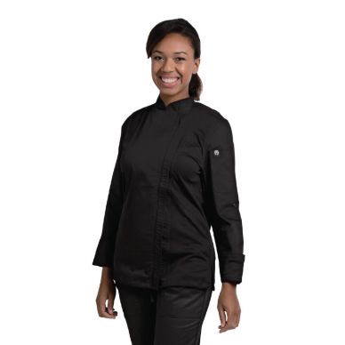 Chef Works Hartford Lightweight Zip Womens Chef Jacket Black