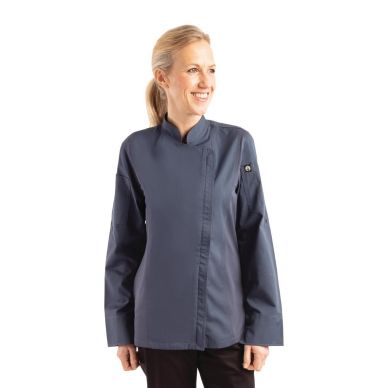 Chef Works Hartford Lightweight Zip Womens Chef Jacket Blue