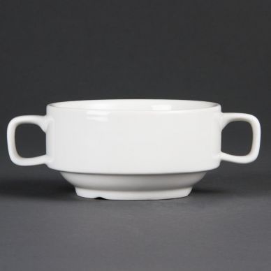 Olympia Whiteware Soup Bowls With Handles 400ml (Pack of 6)