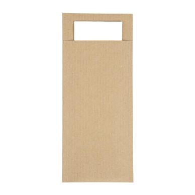 Europochette Brown Cutlery Pouch with White Napkin (500 pack)