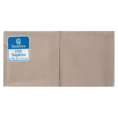 Swantex Recycled Cocktail Napkin Kraft 25x25cm 2ply 1/4 Fold (2000 pack)