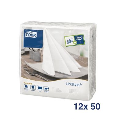 Tork Premium Linstyle Dinner Napkin White 40x40cm 1/4 Fold (Pack of 600)