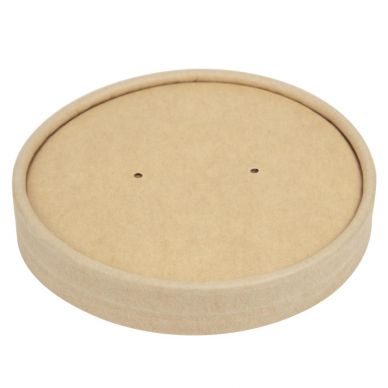 Colpac Recyclable Kraft Microwavable Soup Cup Lids 450ml (500 pack)