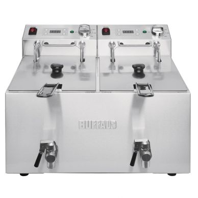 Buffalo Twin Tank Twin Basket 2x8Ltr Countertop Fryer with Timers 2x2.9kW