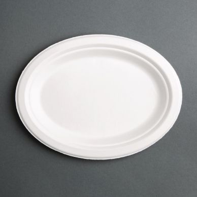 Fiesta Compostable Bagasse Oval Plates (Pack of 50)