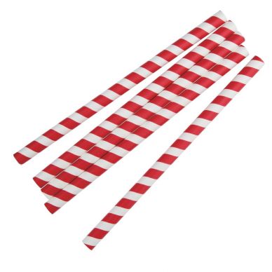 Fiesta Compostable Individually Wrapped Paper Smoothie Straws Red Stripes (Pack of 250)