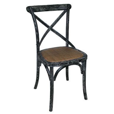 GG654 - Bolero Wooden Dining Chair with Cross Backrest Black Wash Finish (Box 2)