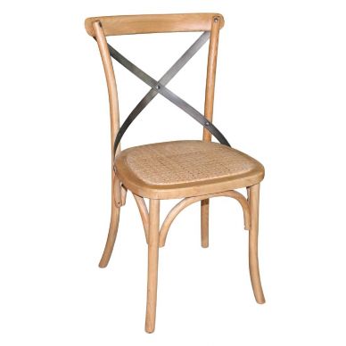 Bolero Natural Bentwood Chairs with Metal Cross Backrest (2 pack)