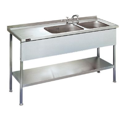 Lincat Stainless Steel Double Sink Unit with Left Hand Drainer 1500mm L884LH