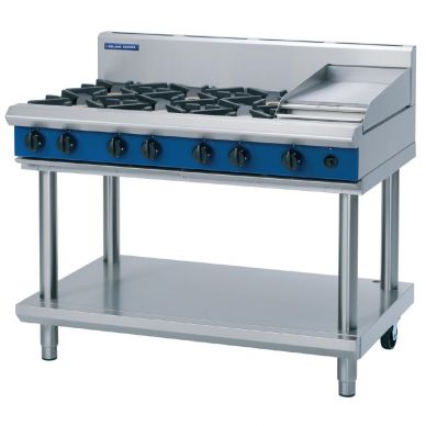 Blue Seal Evolution Cooktop 6 Open/1 Griddle Burner on Stand -1200mm