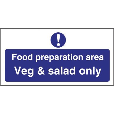 Vogue Food Preparation Area Veg And Salad Only Sign