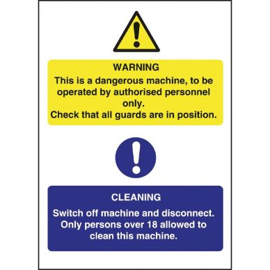 Vogue Dangerous Machine Cleaning Sign