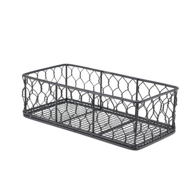 GenWare Rectangular Black Wire Basket 25 x 12 x 7.5cm - Pack of 6