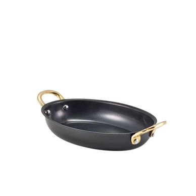 GenWare Black Vintage Steel Oval Dish 18.5 x 13.5cm - Pack of 6