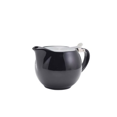 GenWare Porcelain Black Teapot with St/ St Lid & Infuser 50cl/ 17.6oz - Pack of 6