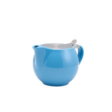 GenWare Porcelain Blue Teapot with St/ St Lid & Infuser 50cl/ 17.6oz - Pack of 6