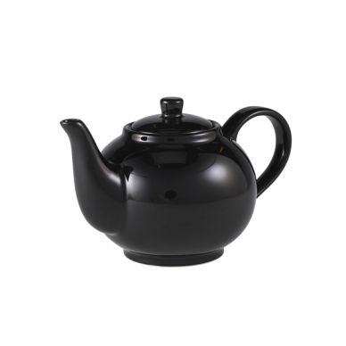 Genware Porcelain Black Teapot 45cl/ 15.75oz - Pack of 6