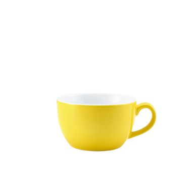 Genware Porcelain Yellow Bowl Shaped Cup 25cl/ 8.75oz - Pack of 6