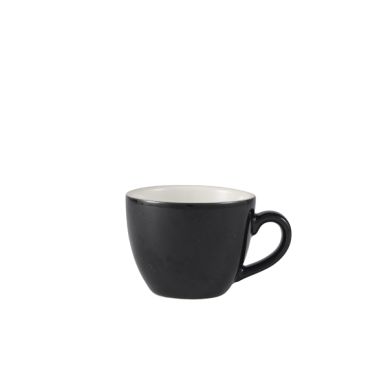 Genware Porcelain Black Bowl Shaped Cup 9cl/ 3oz - Pack of 6