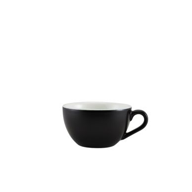 Genware Porcelain Matt Black Bowl Shaped Cup 17.5cl/ 6oz - Pack of 6