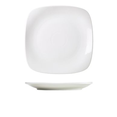 Genware Porcelain Rounded Square Plate 27cm/ 10.5