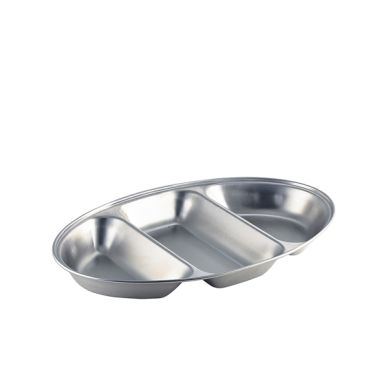 GenWare Stainless Steel Three Division Oval Vegetable Dish 35cm/ 14