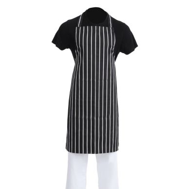 Whites Bib Apron Black/White Butchers Stripe