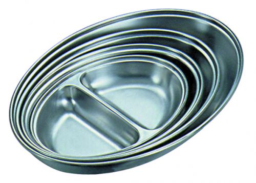Stainless Steel Oval Serving Dish Two Division 200mm