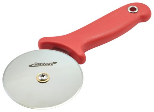 Genware Red Handle Pizza Cutter 10cm Diameter Blade
