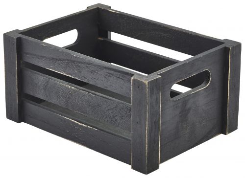 Genware Black Wooden Crate 22.8 x 16.5 x 11cm