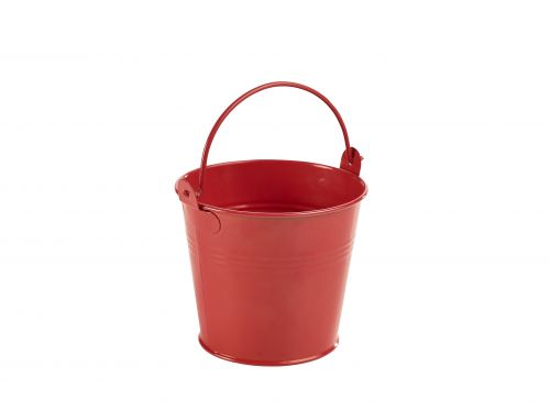 Galvanised Steel Serving Bucket 10cm Dia Red - Pack of 12