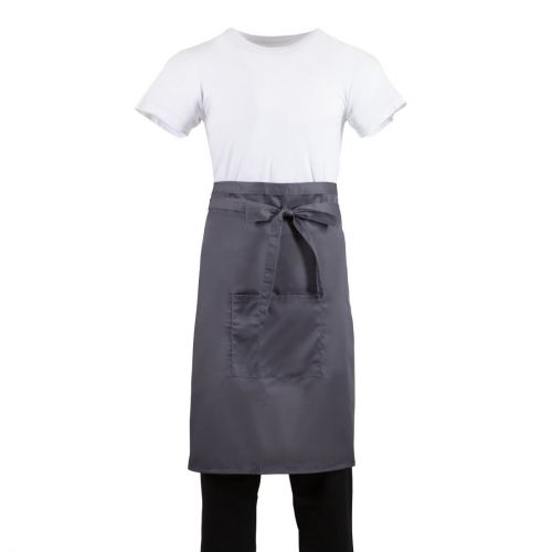 Whites Bistro Apron Polycotton Charcoal with Pocket