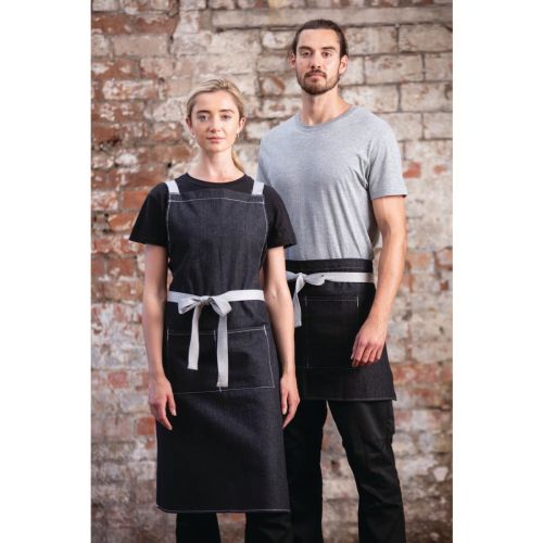Southside Waist Apron Denim Black with Grey Ties