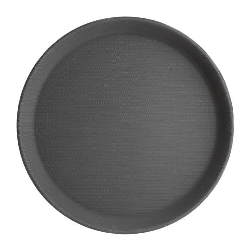 Olympia Kristallon Polypropylene Round Non-Slip Tray Black: Afmeting: 28(?)cm