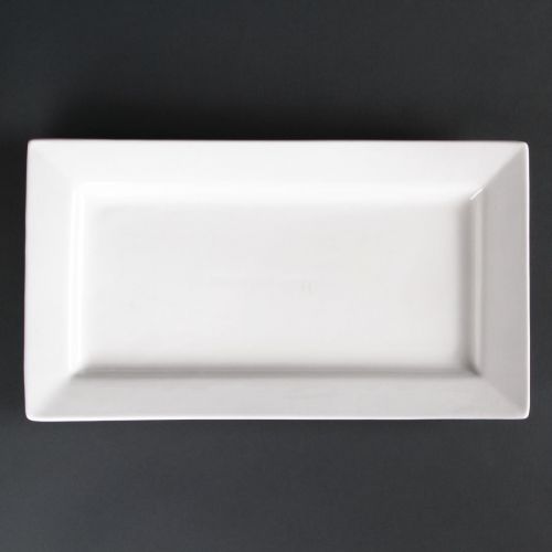 Olympia Lumina Wide Rim Rectangular Plates White 310mm (2 pack)