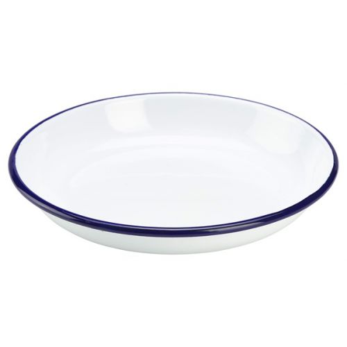 Blue And White Enamel Rice/Pasta Plate 18cm