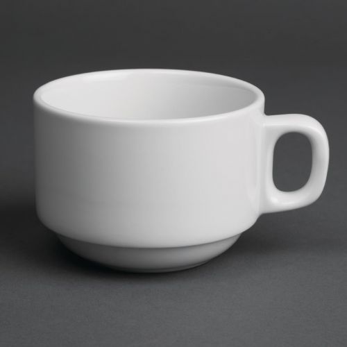 Royal Porcelain Classic White Stackable Tea Cups 200ml (12 pack)